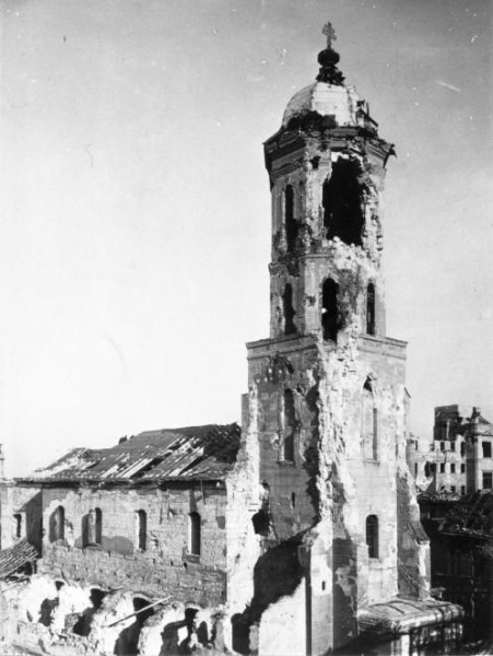 A Mária Magdolna-templom Budapest 1944-1945-ös ostromát követően (Fotó: Fortepan/Képszám: 60135)