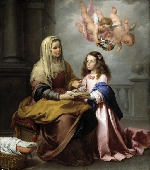 Murillo: Szent Anna tanítja Máriát (17. század)