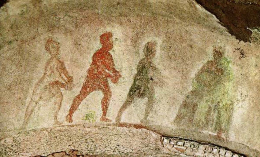 A napkeleti bölcsek hódolata (3. század, Priscilla-katakomba)