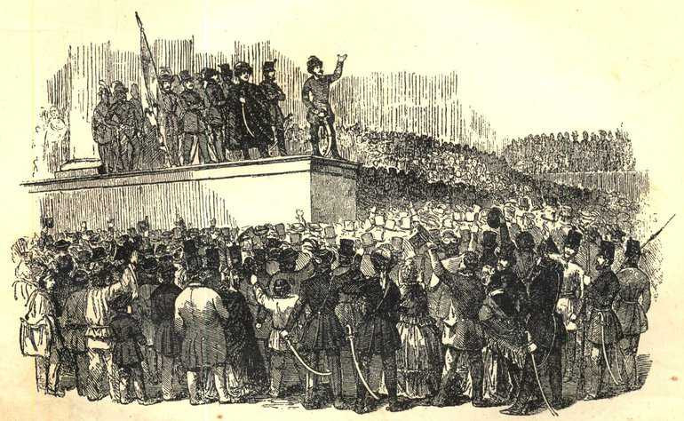 Petőfi a Nemzeti Múzeum előtt (in: Hazánk története)