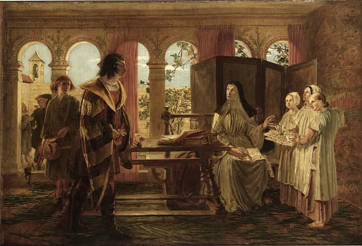William Bell Scott: Boccaccio meglátogatja Dante lányát