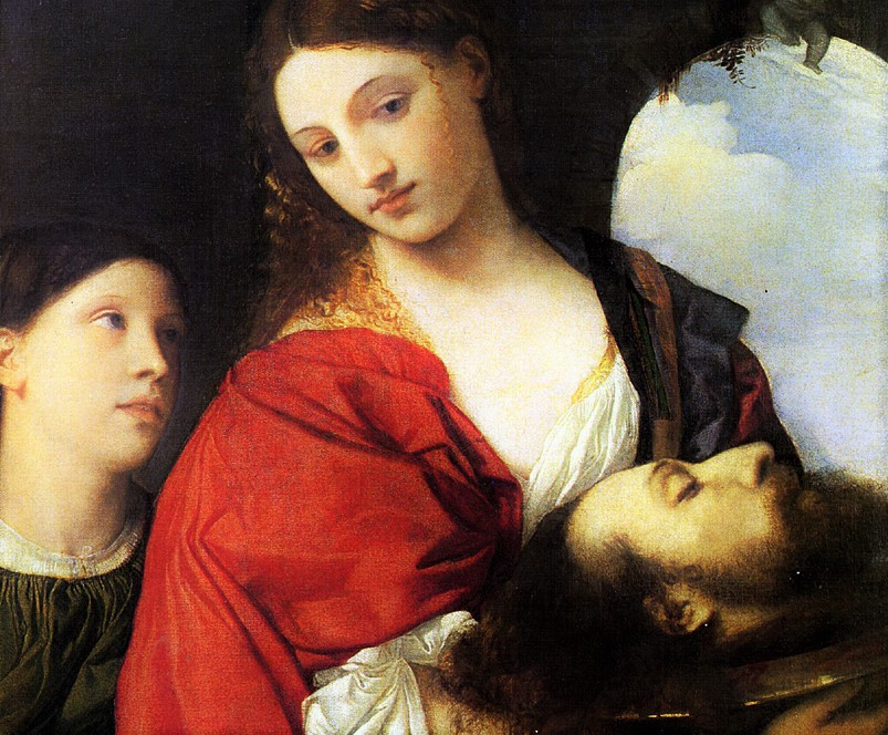 Tiziano: Szalóme Keresztelő Szent János fejével. Táblakép, 1515 k.
