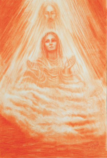 „...aki téged, Szent Szűz, a mennybe fölvett.” (A rózsafüzér titkai–sorozat egyik darabja)