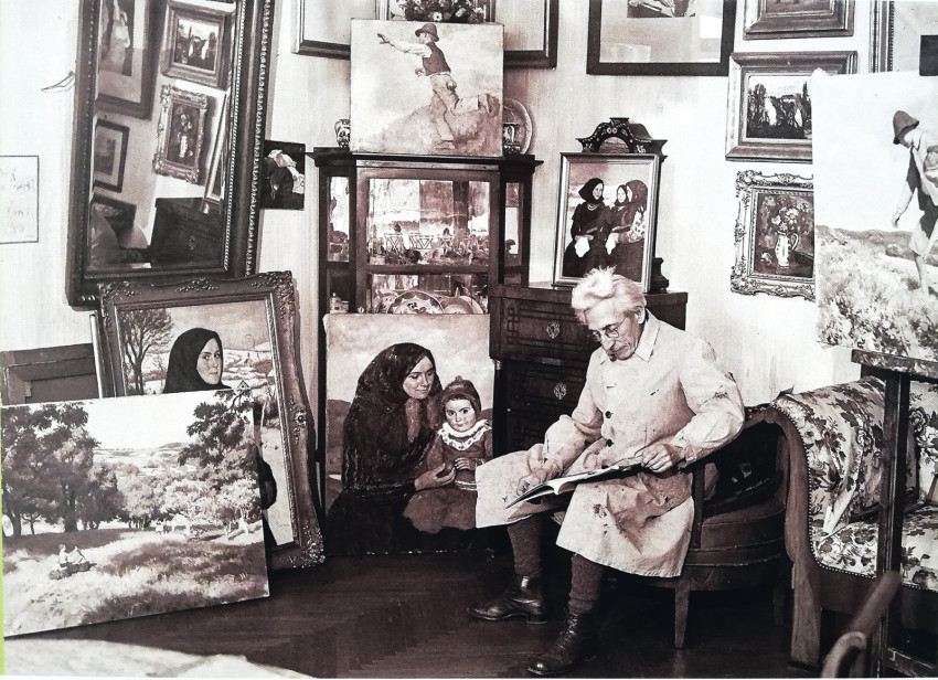 Glatz Oszkár a műtermében