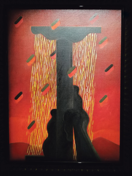 Golgota vörös háttérrel