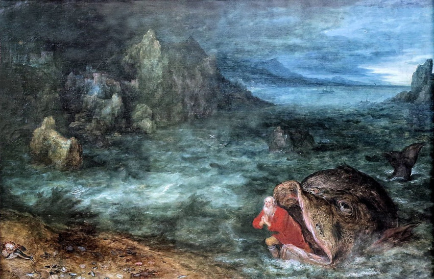 Idősebb Jan Brueghel: Jónás és a cet. Olaj, táblakép, 17. század. (Fotó: Wikimedia Commons)
