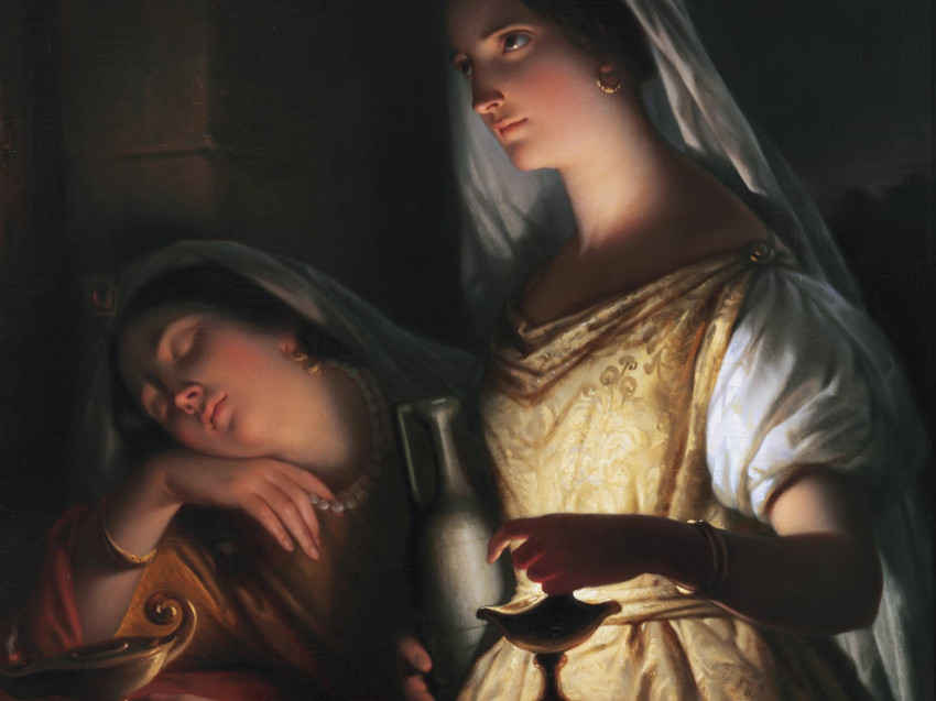 Jan Adam Kruseman: A bölcs és a bolond szűz, 1848. (olaj, vászon)