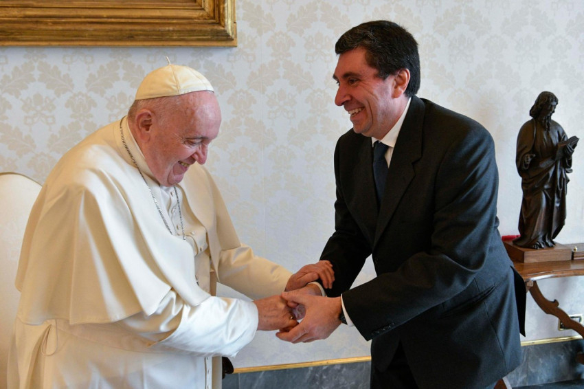 Ferenc pápa és Davide Prosperi, a Comunione e Liberazione mozgalom világi elnöke