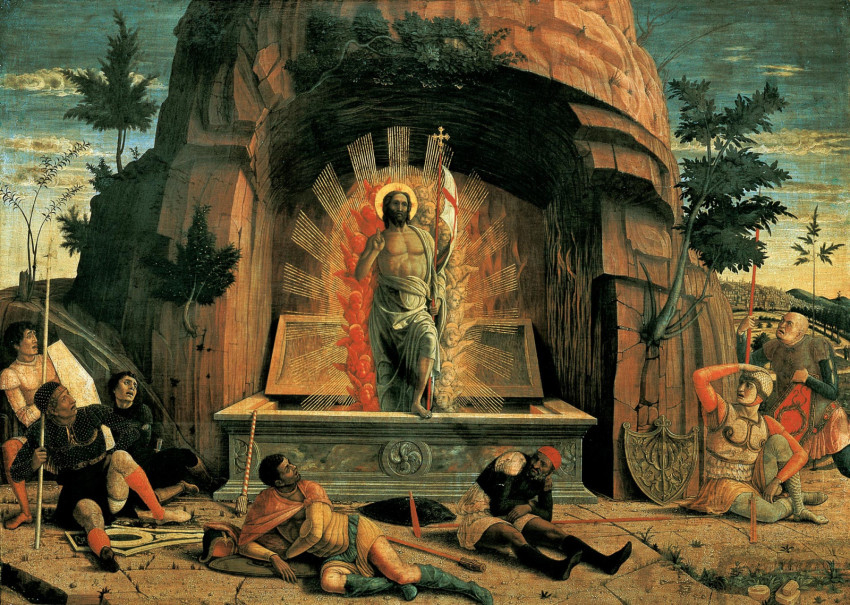 Andrea Mantegna : Krisztus feltámadása; olaj, vászon, 1459.