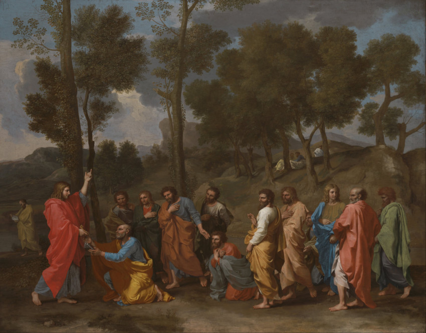 Nicolas Poussin: Krisztus átnyújtja a kulcsokat Szent Péternek, olaj, vászon, 1640 k.