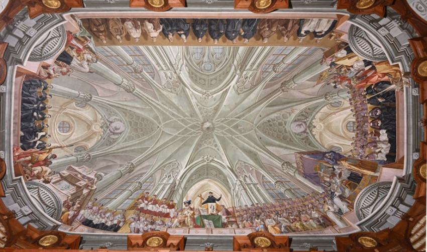 A Tridenti Zsinatot ábrázoló falfestmény az egri Líceumban