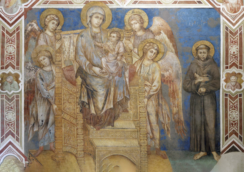 Az assisi bazilika alsó templomának híres Cimabue-freskója (Forrás: Merényi Zita/Magyar Kurír)