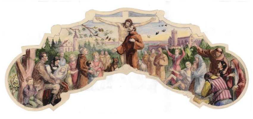 A dési ferences templom freskója Lukacsovits Magda ecsetje nyomán (Forrás: eletunk.hu)