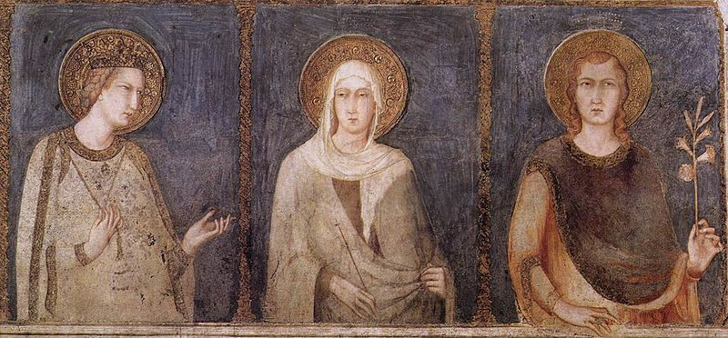 Simone Martini: Szent Erzsébet, Szent Margit és Szent Imre herceg (Assisi, Szent Ferenc-bazilika altemploma, 1320–25)
