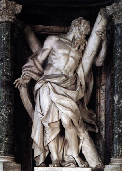 Szent András apostol szobra a Lateráni bazilikában (Camillo Rusconi alkotása, 1708–09)