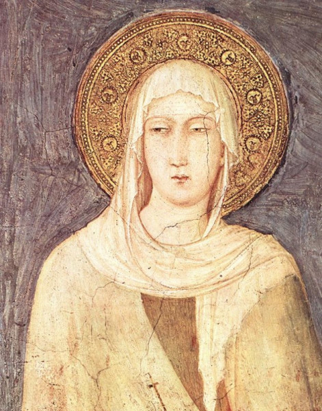Árpád-házi Szent Margit Simone Martini 14. századi táblaképén az assisi Szent Ferenc-bazilikában