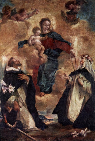 Gianantonio Guardi: A Szűz és a Gyermek Szent Domonkossal és Limai Szent Rózával