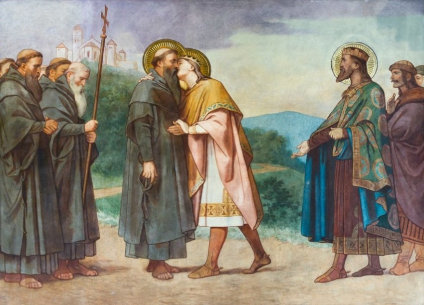 Székely Bertalan: Szent Imre köszönti Szent Mórt