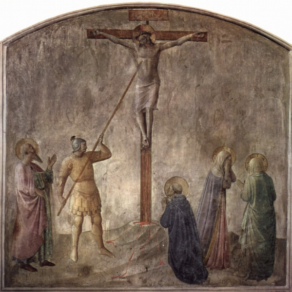 Fra Angelico: Jézus oldalának átszúrása a kereszten (1440 körül)