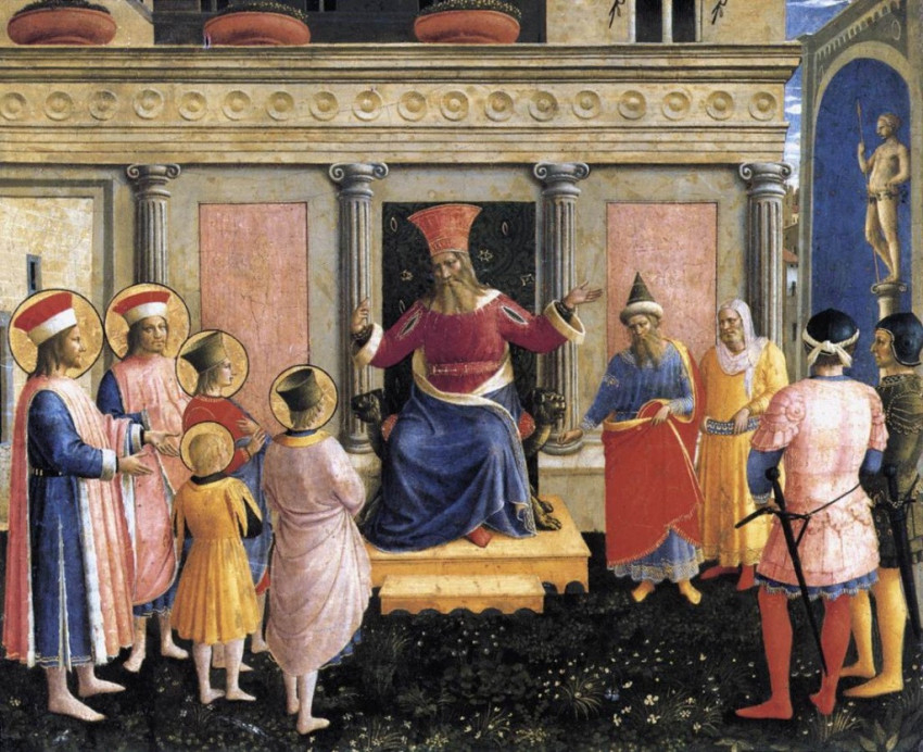 Fra Angelico: Szent Kozma és Szent Damján Lysias előtt (1438–40)