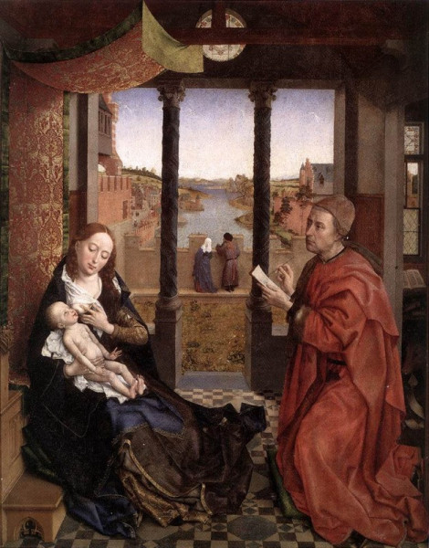 Rogier van der Weyden: Szent Lukács a Madonna portréját rajzolja (1435–40 körül)