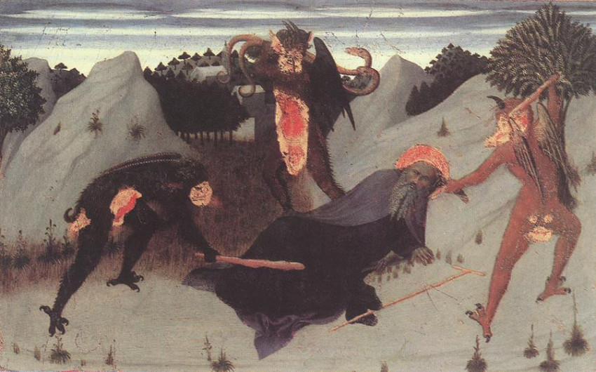 Sassetta: A sátán kínozza Szent Antalt (1423)