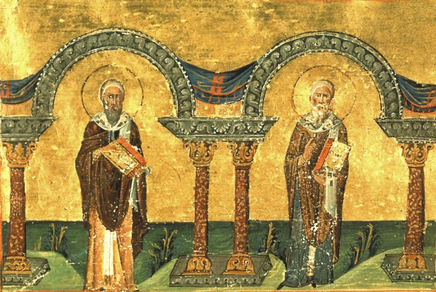 Alexandriai Atanáz és Alexandriai Cirill  (1000 körül, illusztráció II. Baszileiosz bizánci császár menologionjából)